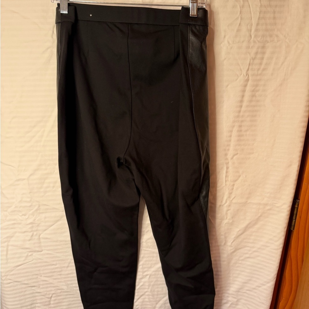 Chico’s Faux Black Leather Front Pants 3/16 Stretch Back-side - Picture 3 of 8